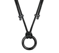 Richsteel Collier Homme Acier Inoxydable, Collier Pendentif Viking Möbius/Runique avec Chaine Spiga/Cordon Noir Ajustable, Bijoux Homme Viking Nordique