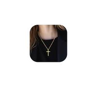 Richsteel Collier Homme avec Croix de Dieu Médaille Catholique Collier Croix Plaqué Or avec Chaîne Ras de Cou 50+5 cm pour Hommes Femmes