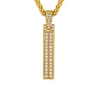 Richsteel Collier Lettre I, Pendentif Initiale Prénom Plaqué Or Lettre I,Bling Brillant Hip Hop Bijoux Alphabet Pendentif en Strass avec Chaîne Or Réglable 55+5 cm pour Homme Femme
