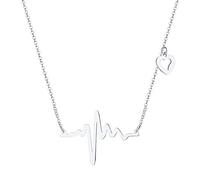 Richsteel Collier Pendentif Love-ECG Pulsation Pendentif avec Collier Réglable,Collier Battement de Coeur Acier Inoxydable en Couleur Argent Love Cadeau Noel