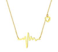 Richsteel Collier Pendentif Love-ECG Pulsation Pendentif avec Collier Réglable,Collier Battement de Coeur Acier Inoxydable en Couleur Or 18K Love Cadeau Noel