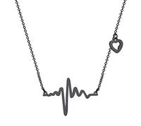 Richsteel Collier Pendentif Love-ECG Pulsation Pendentif avec Collier Réglable,Collier Battement de Coeur Acier Inoxydable en Couleur Noir Love Cadeau Noel