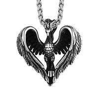 Richsteel Collier Pendentif Phoenix avec Chaîne Corde 55cm+5cm Bijoux pour Homme Femme Argenté