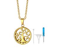 Richsteel - Collier Urne Funéraire pour les Humains et les Animaux de Compagnie Memorial - Pendentif Cendres Arbre de Vie/Sablier/Larme Goutte en Acier Inoxydable avec Collier Fin (BoÎte Cadeau)