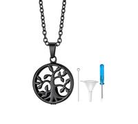 Richsteel - Collier Urne Funéraire pour les Humains et les Animaux de Compagnie Memorial - Pendentif Cendres Arbre de Vie/Sablier/Larme Goutte en Acier Inoxydable avec Collier Fin (BoÎte Cadeau)