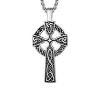 Richsteel Collier Vikings Pendentif Mjolnir Thor/Dent de Loup/Loup Fenrir/Yin Yang Loups/Tête de Loup Or/Noir/Acier,Bijoux Protection Porte Bonheur Amulette avec Chaîne 55+5cm pour Hommes,Femmes
