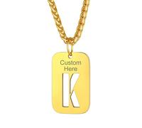 Richsteel Pendentif Homme À Graver Plaqué Or Acier Inoxydable Collier Plaque Gravé Initiale K Creusé Bijoux Lettres Fantaisie Cadeau Noel Anniversaire pour Hommes Garçons Femme