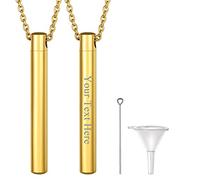 Richsteel Pendentif Urne Funéraire Personnalisable Cendre,Collier Barre pour Cendres Acier Inoxydable,Bijoux Urne Cheveux Animaux Homme Femme