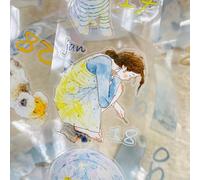 RICHTAPES DingDing Édition spéciale annuelle 2026, autocollants transparents prédécoupés pour animaux domestiques, 365 jours - T1 jours sans boucle - Calendrier non daté - Design vintage original pour