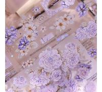 RICHTAPES XiaoBaiJia Poésie rose, autocollants prédécoupés en PET avec coquillage floral, design original, pour fournitures de scrapbooking, fournitures de journal incorrect