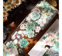 RICHTAPES YiEr Vol16 Dreaming Green Ruban adhésif en PET transparent prédécoupé pour scrapbooking, fournitures de journal indésirable