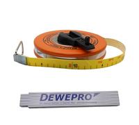 Richter Mètre ruban en fibre de verre 15 m, largeur 16 mm, ruban jaune avec graduation en cm, en capsule plate robuste avec revêtement en plastique, début de mesure B (directement sur la ferrure) avec