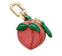 RICHTRUE Joli porte-clés Y2k en cuir fraise avec fermeture éclair pour sac à main - Accessoires esthétiques, Pêche rose., Small
