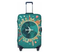 Richugui Circular Global Housse de protection élastique lavable pour valise de voyage anti-rayures pour enfants et adultes, rond, M, Tous les jours