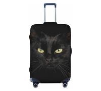 Richugui Housse de bagage élastique lavable avec motif chat noir aux yeux verts pour valise de voyage anti-rayures pour enfants et adultes, chat, L, Tous les jours