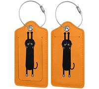 Richugui Lot de 2 étiquettes de bagage en cuir synthétique imperméable avec étiquette d'adresse - Identification rapide