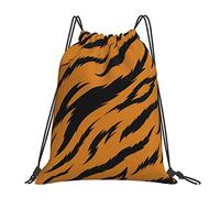 Richugui Sac à dos à cordon imprimé tigre avec cordon de serrage, sac de sport pour femmes et hommes, sac à dos pour la plage, Noir , taille unique