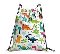 Richugui Sac à dos avec cordon de serrage - Imperméable et léger - Motif dinosaure - Pour l'extérieur, le voyage, le yoga, la gym, la natation, Noir , taille unique