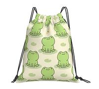 Richugui Sac à dos avec cordon de serrage mignon grenouille animal drôle sac à dos de sport sac de gym sac à cordon sac à cordon sac sac de yoga, Noir , taille unique