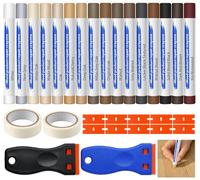 Richunie 16 Couleurs Kit Réparation Parquet, Pate a Bois Rebouchage, Kit Reparation Carrelage, Peinture Effet Bois, pour Stratifié, Bois, PVC, Carrelage, Meubles