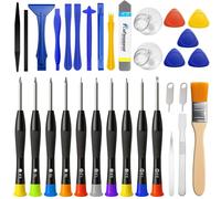 Richunie Set di 30 Kit Reparation Telephone,10 visseuses de précision, 11 outils à levier ouvert (métal/plastique), 5 triangles, 2 ventouses, 2 extracteurs de cartes, 1 brosse, 1 pince à épiler