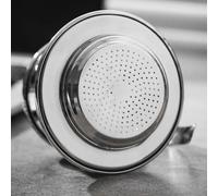 RichVibe Filtre à café vietnamien pour cafetière à moka en acier inoxydable 304 avec maille fine et plaque de pression rotative, 10,5 x 12 x 8,2 cm, argent/noir/or rose