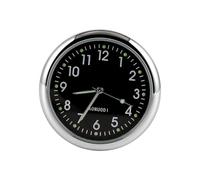 RichVibe Horloge à quartz analogique lumineuse pour tableau de bord de voiture avec support d'aération pour décoration de véhicule et affichage de l'heure en noir argenté