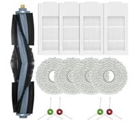 RichVibe Kit de rechange pour aspirateur robot Yeedi Floor 3 Station comprenant 1 brosse principale, 4 filtres, 4 chiffons à franges et 4 brosses latérales