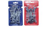 RichVibe Lot de 10 clés à molette pour clé à molette de tailles britanniques et métriques, construction en acier, pour entretien mécanique automatique, rouge/bleu