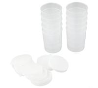 RichVibe Lot de 10 tasses à mesurer en plastique transparent avec couvercles, outils de cuisine gradués, capacité 30 ml, 50 ml, 100 ml (30 ml)