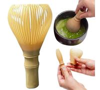 RichVibe Lot de 100 fouets à thé en plastique ABS avec support pour matcha, café, chocolat chaud, vert/jaune, 12 x 6 x 6 cm