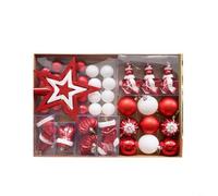 RichVibe Lot de 47 décorations de Noël pour sapin de Noël - 3 tailles et 8 finitions pré-nouées pour une suspension facile - Décoration de bureau (rouge)