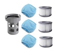 RichVibe Lot de 7 filtres et supports de rechange pour spa gonflable Miweba, 3 filtres, 1 support et 3 sacs en maille