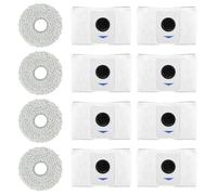 RichVibe Lot de 8 sacs à poussière et 4 chiffons de nettoyage pour aspirateur Ecovacs Deebot T20 Omni, X1 Omni, X1E Omni Robot, forte absorption, réutilisables, remplacement facile