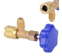 RichVibe Robinet en laiton 1/4 SAE AC pour robinet de canette avec joint en néoprène pour bouteilles de gaz R134A R22 R410A, or et bleu