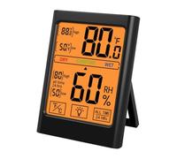RichVibe Thermomètre hygromètre numérique avec écran tactile grand écran rétroéclairé pour la surveillance de la température intérieure et de l'humidité LCD jaune pour faible luminosité Montage