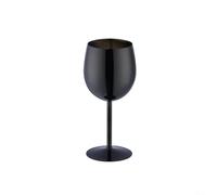 RichVibe Verre à vin en acier inoxydable de 350 ml à longue tige avec base large pour bar, maison, fête, cocktail, extérieur 17,9 x 7 cm (noir)
