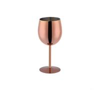 RichVibe Verre à vin en acier inoxydable de 350 ml à longue tige avec base large pour bar, maison, fête, cocktail, extérieur 17,9 x 7 cm (or rose)