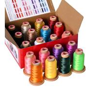 Richword Selected Fil à broder 800M 20 couleurs, 40WT (108D/2) en polyester, pour machines à broder et à coudre, idéal pour les projets de bricolage du quotidien.