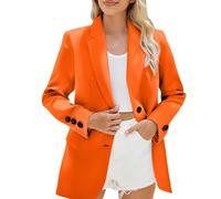 Richymfa Blazer Femme Élégant Noir, Blazer Noir Femmes Casual Classique Tailleur de Travail avec Revers Couleur Unie Veste Formelle Curvy Vêtements grande taille pour Le Printemps et l'Été, orange., M