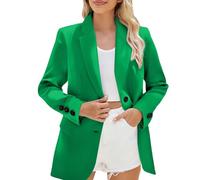 Richymfa Blazer Femme Élégant Noir, Blazer Noir Femmes Casual Classique Tailleur de Travail avec Revers Couleur Unie Veste Formelle Curvy Vêtements grande taille pour Le Printemps et l'Été, vert, XXL