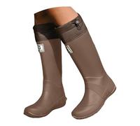 Richymfa Bottes de pluie pour femme en caoutchouc élégantes coupe-vent, chaussures imperméables rembourrées bottines de travail en plein air Chelsea Bottes de couleur unie Bottines moyenne hauteur