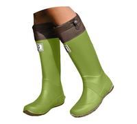 Richymfa Bottes de pluie pour femme en caoutchouc élégantes coupe-vent, chaussures imperméables rembourrées bottines de travail en plein air Chelsea Bottes de couleur unie Bottines moyenne hauteur