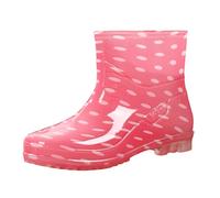 Richymfa Bottes de pluie pour femme rembourrées imperméables, bottines coupe-vent, colorées, chaussures plates confortables de jardin, chaussures de travail, bottes de pluie moyenne, hauteur bottine