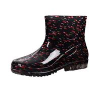 Richymfa Bottes de pluie pour femme rembourrées imperméables, bottines coupe-vent, colorées, chaussures plates confortables de jardin, chaussures de travail, bottes de pluie moyenne, hauteur bottine