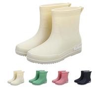 Richymfa Bottes en caoutchouc de pluie pour femme colorées, imperméables et antidérapantes, basses, chaussures confortables, couleur unie, bûches, tendance, bottines, résistantes pour femme, hiver