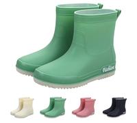 Richymfa Bottes en caoutchouc de pluie pour femme colorées, imperméables et antidérapantes, basses, chaussures confortables, couleur unie, bûches, tendance, bottines, résistantes pour femme, hiver