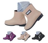 Richymfa Bottines de pluie pour femme légères, antidérapantes 2025, chaussures imperméables élégantes, couleur unie, plate, bûches résistantes Chelsea Bottes confortables pour femme basses colorées