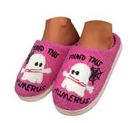 Richymfa Chaussons d'hiver élégants pour femme : chaussons Halloween légers amusants Slippers Pumpkin Slip on Slide Poilu Causal Shoes Couple Chaussons d'hiver fille, B, 38 EU