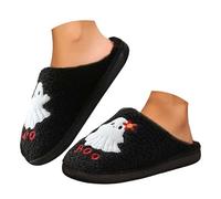 Richymfa Chaussons d'hiver élégants pour femme : chaussons Halloween légers amusants Slippers Pumpkin Slip on Slide Poilu Causal Shoes Couple Chaussons d'hiver fille, D, 38 EU